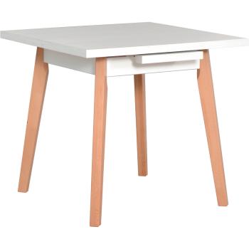 Stół OSLO 1 L 80x80/110 biały laminat / buk naturalny
