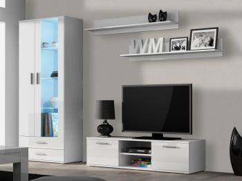 Meblościanka SINDI 11A biały / biały połysk