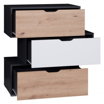 Komoda IGA IW03 grafit / biały + dąb artisan