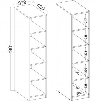 Wymiary: Regał wąski MALTIS MT09