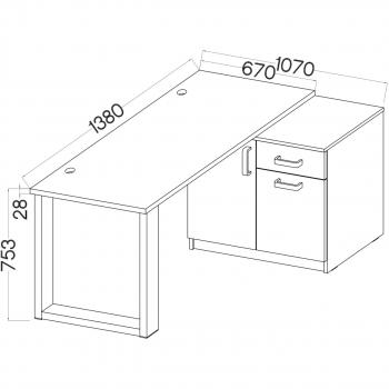 Wymiary: Biurko z komodą MALTIS MT15